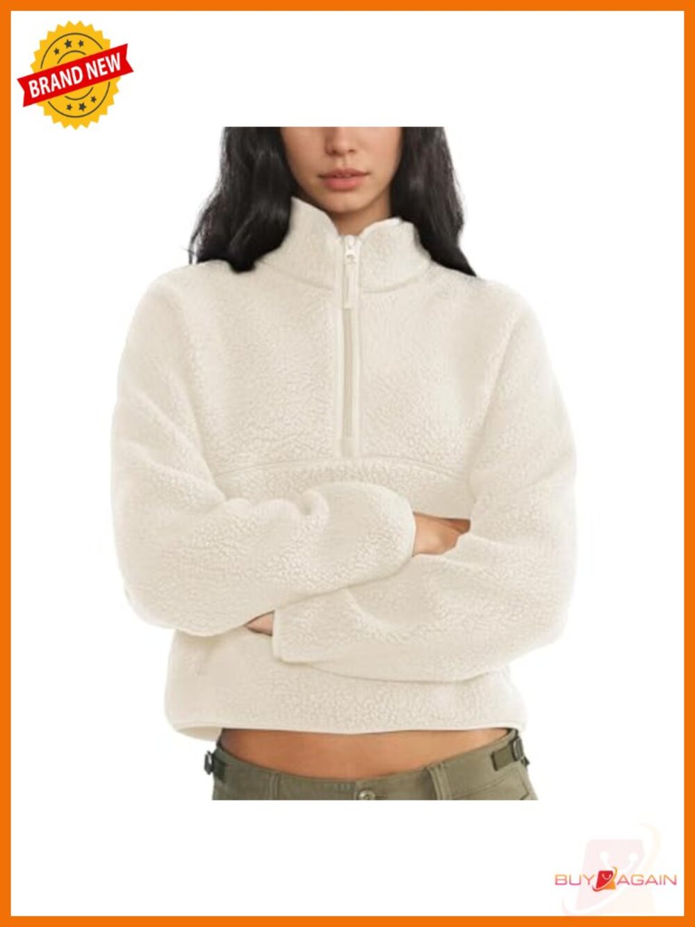 Womens Sherpa Fleece Quarter Zip Sweatshirt Pullover